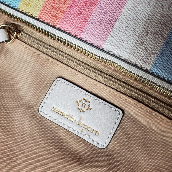 Nanette Lepore Pastel Rainbow Striped Patterned Shoulder Bag Size Small NWOT - Picture 2 of 16